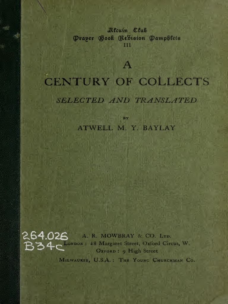A Century Of Collects Alcuin Club English Language Prayer