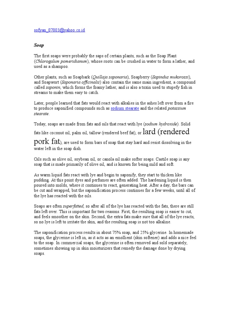 Pork Fat Soap PDF Lard Sodium Hydroxide