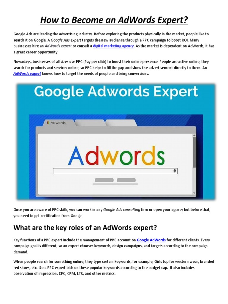Become a Google AdWords Expert | PDF | Search Engine Marketing ...