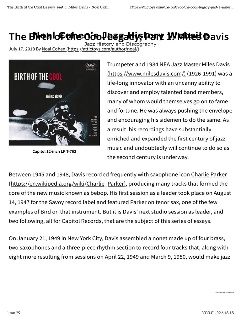 12inchLP／ Autobiography In Jaz The Birth of The Cool Legacy, Part