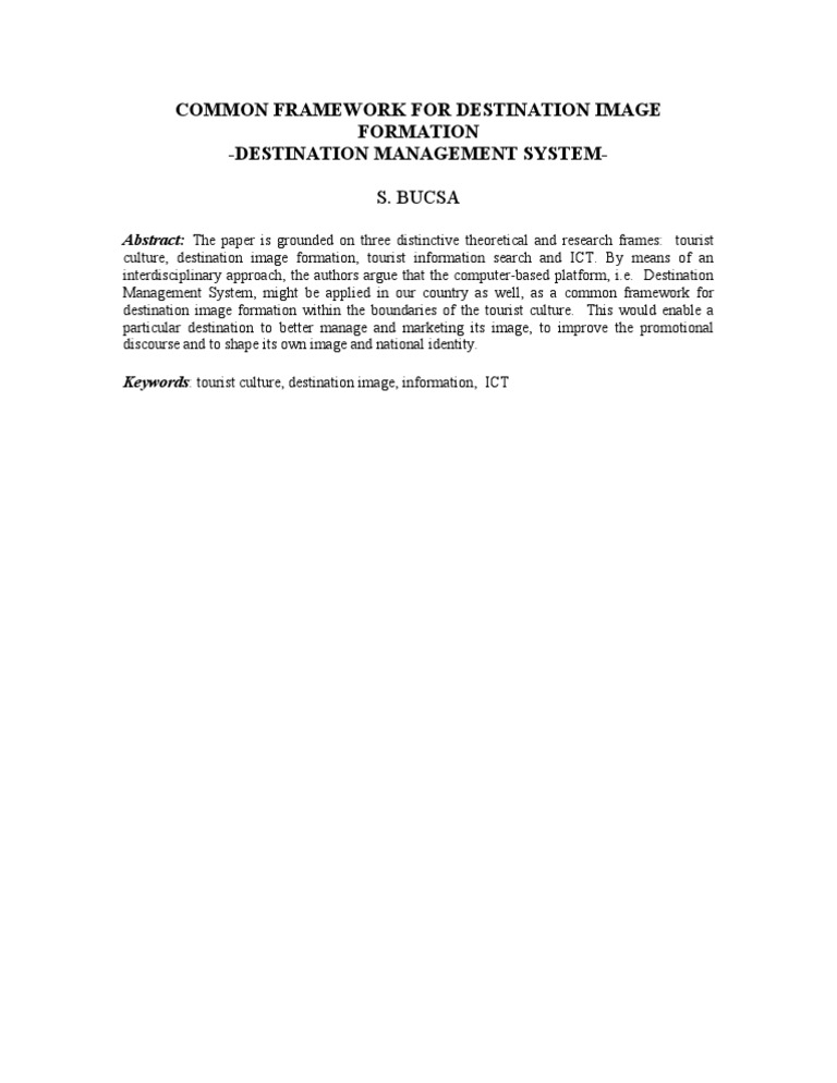 Common Framework For Destination Image Formation - Destination ...