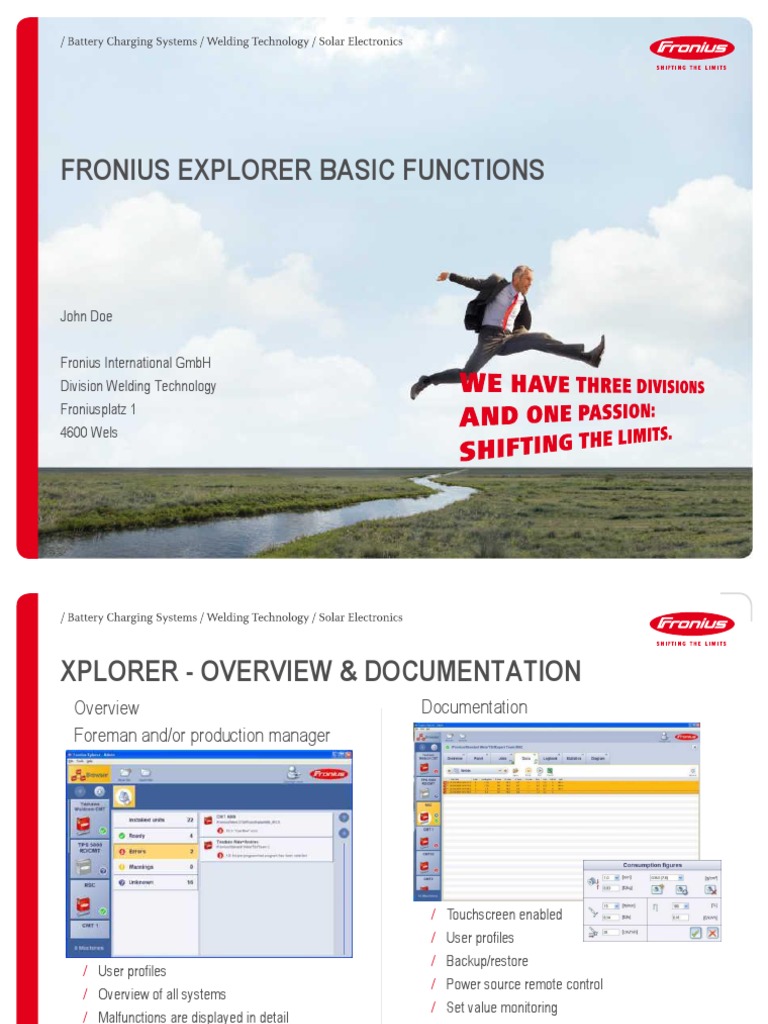Fronius Xplorer Basisfunktionen en PDF Backup Touchscreen