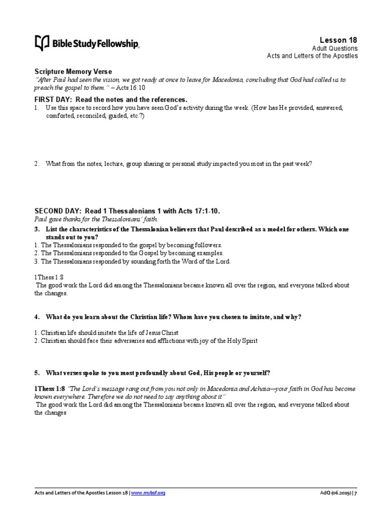 Bsf Questions And Answers Lesson 26