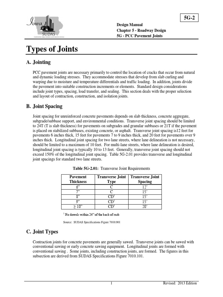 5G2 PCC Joints Types PDF Road Surface Concrete