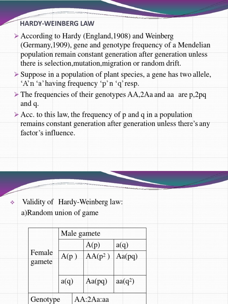 Hardy Weinberg Law | PDF | Reproduction | Organisms