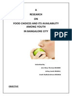 A Research ON Food Choices and Its Availability Among Youth in Bangalore City