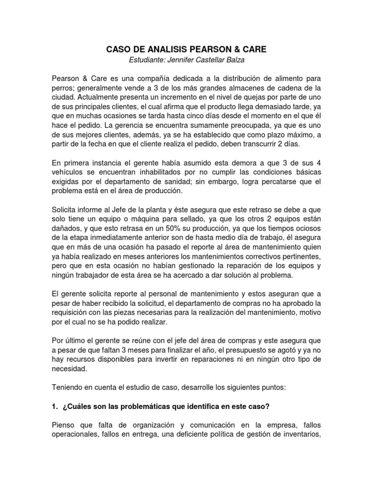 Análisis de Problemas en Pearson & Care | PDF | Economias | Business