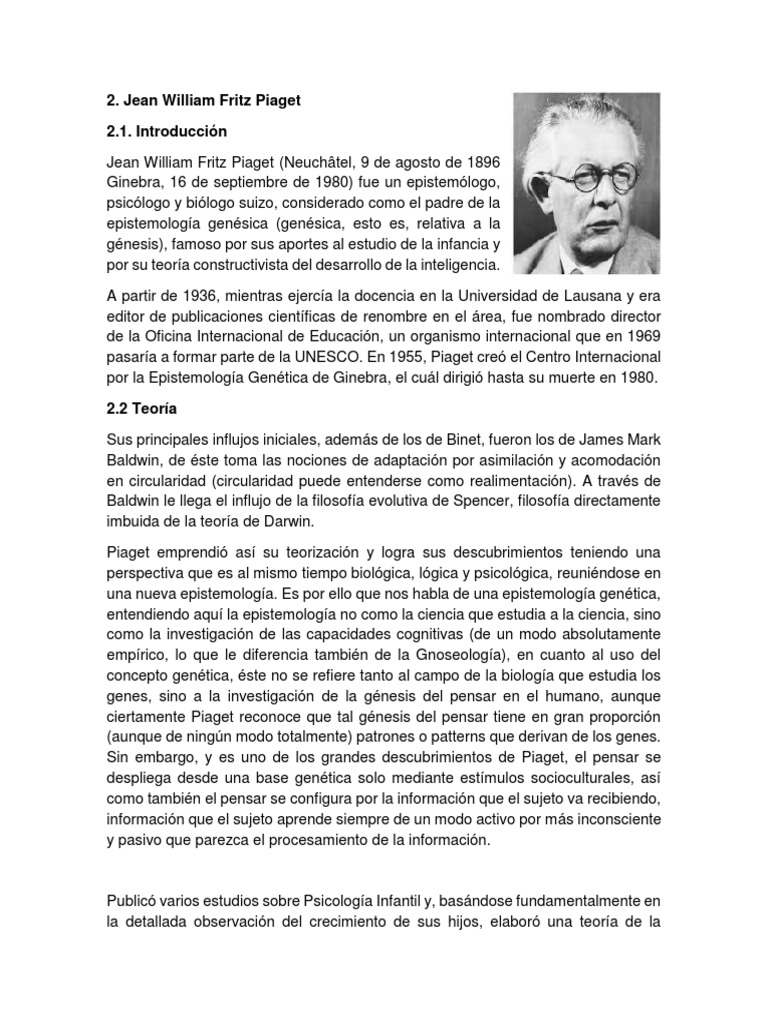 Investigación Jean William Fritz Piaget | PDF | Interacciones de disciplina  académica | Neurociencia