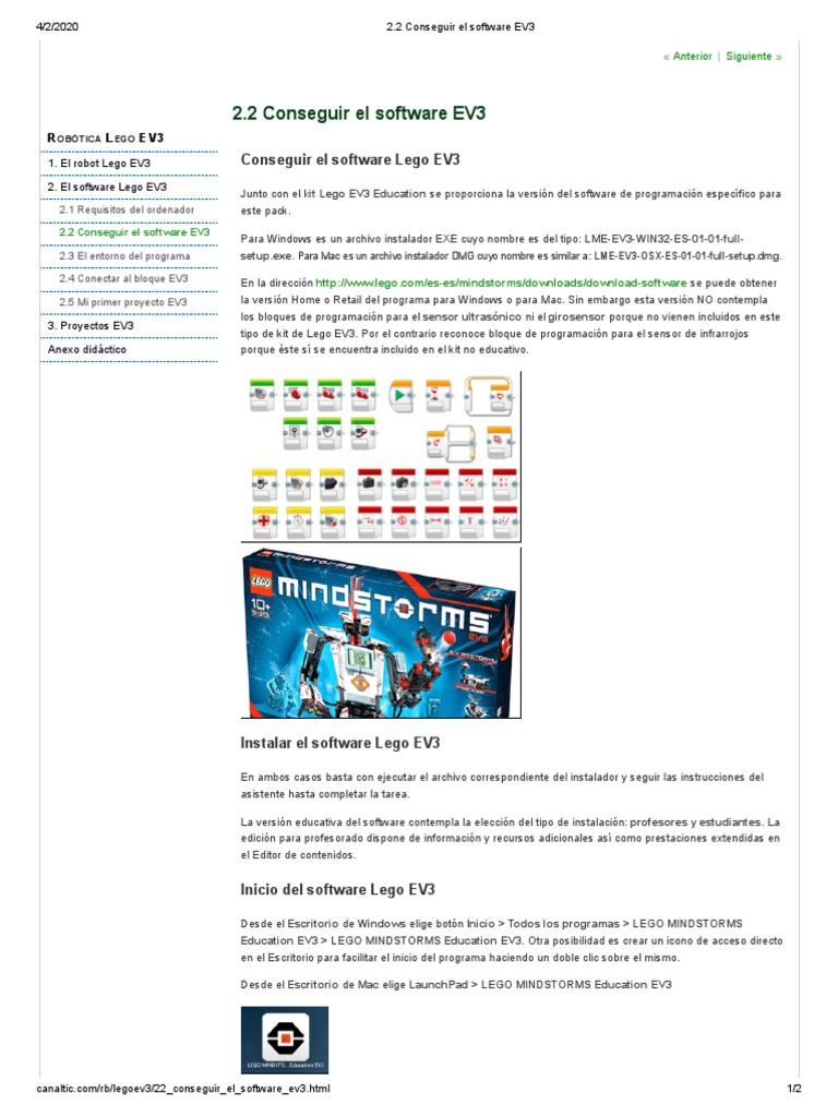 2.2 Conseguir El Software EV3 | PDF | Software | Áreas de informática