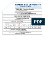 GNDU Online Payment Receipt for BCom Sem-IV Fees