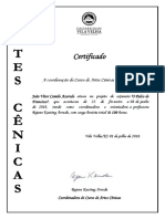 Certificado - Artes Cênicas Camilo Palco de Francisco