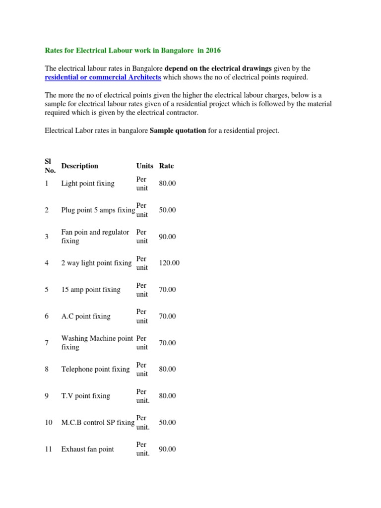 Electrical Labour Work Download Free Pdf Screw Electrical Wiring