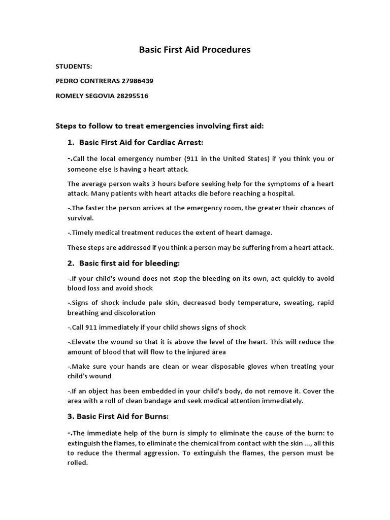 Comprehensive Guide to Basic First Aid Procedures for Common Injuries ...