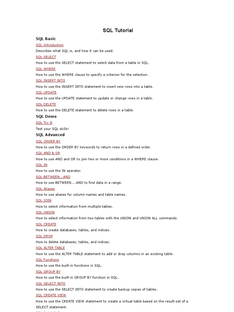 SQL Tutorial | PDF
