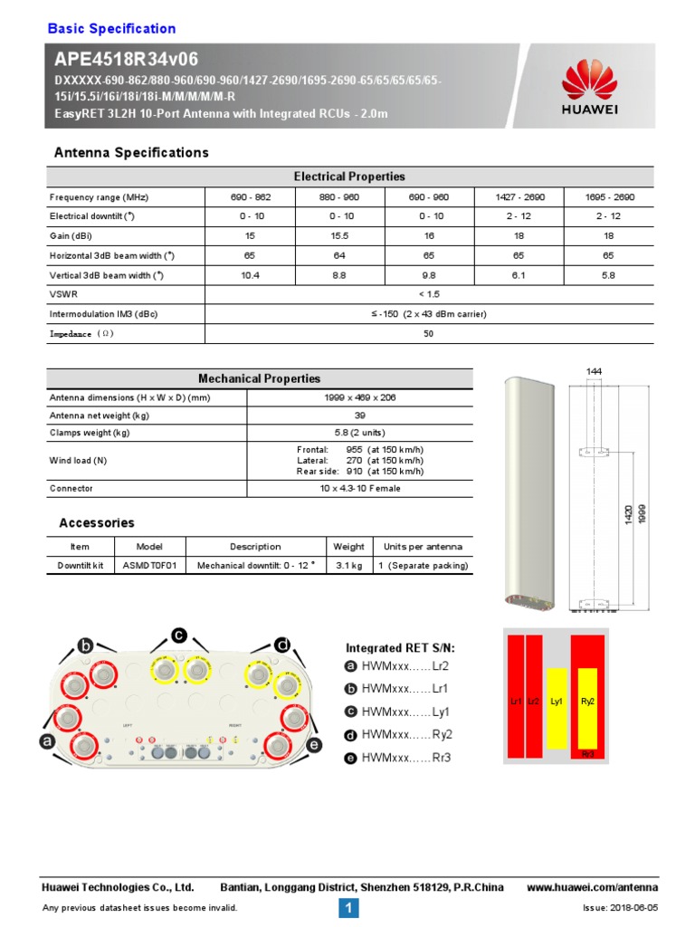 ANT-APE4518R34v06 Datasheet Basic PDF | PDF | Antenna (Radio ...