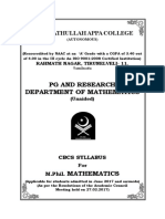 PG AND RESEARCH DEPARTMENT OF MATHEMATICS M.PHIL. MATHEMATICS SYLLABUS
