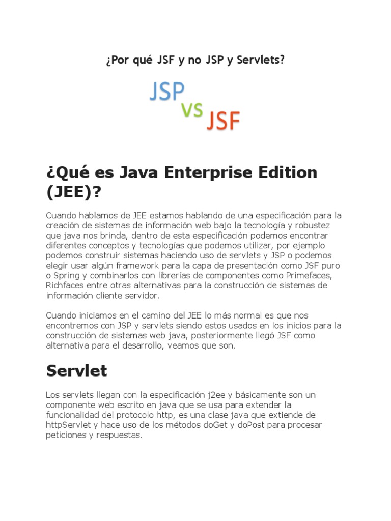 2 Por Qué JSF y No JSP y Servlets | PDF | Páginas del servidor Java ...