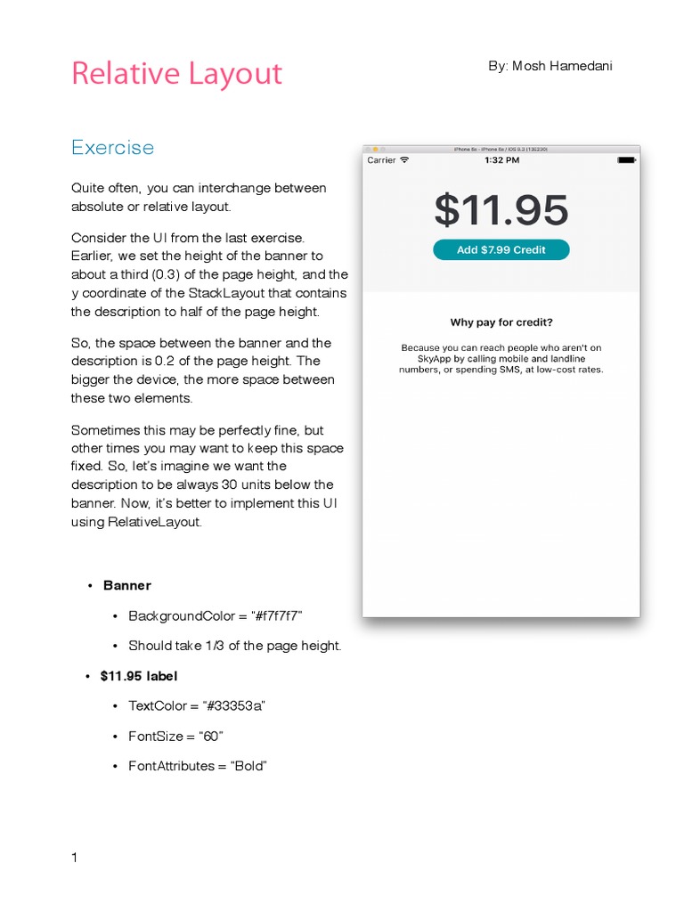 RelativeLayout Exercise PDF | PDF | Teaching Methods & Materials | Art