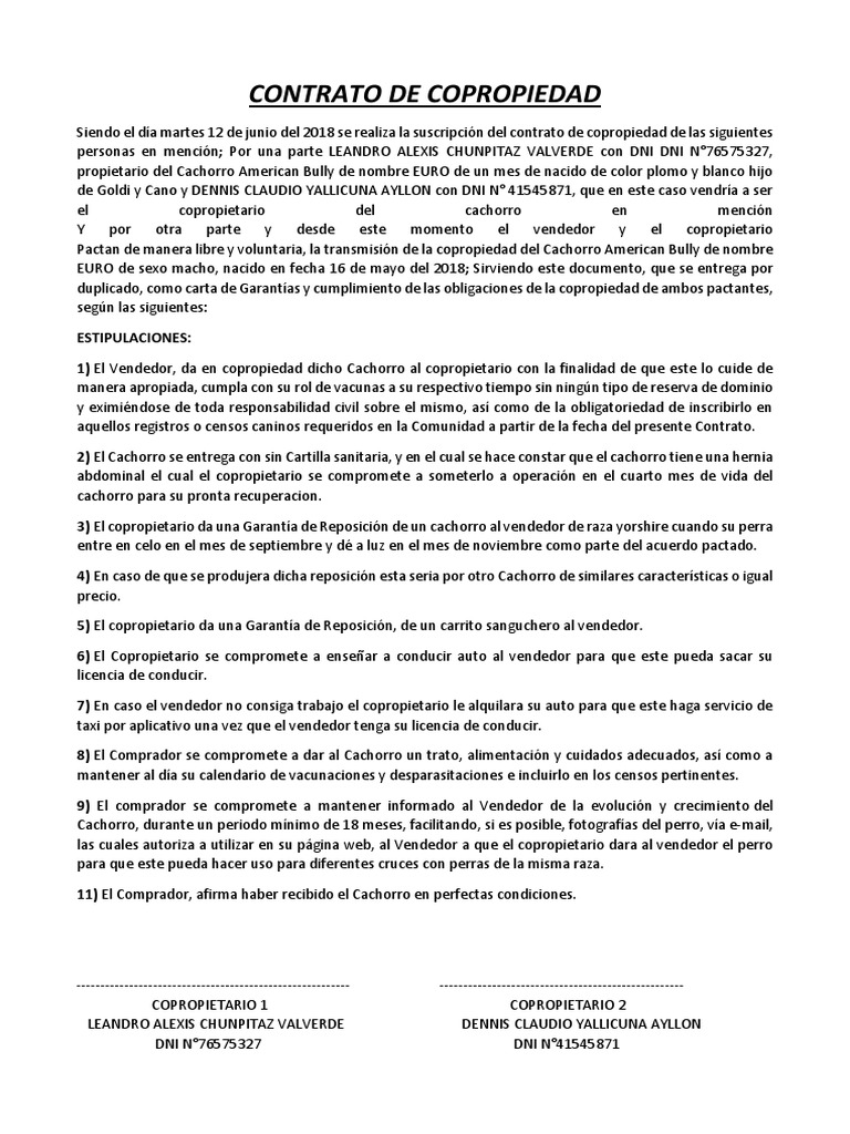 Contrato de Copropiedad | PDF | Business