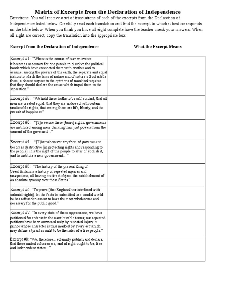 Matrix of Declaration Excerpts Analysis | PDF | Tyrant | Life