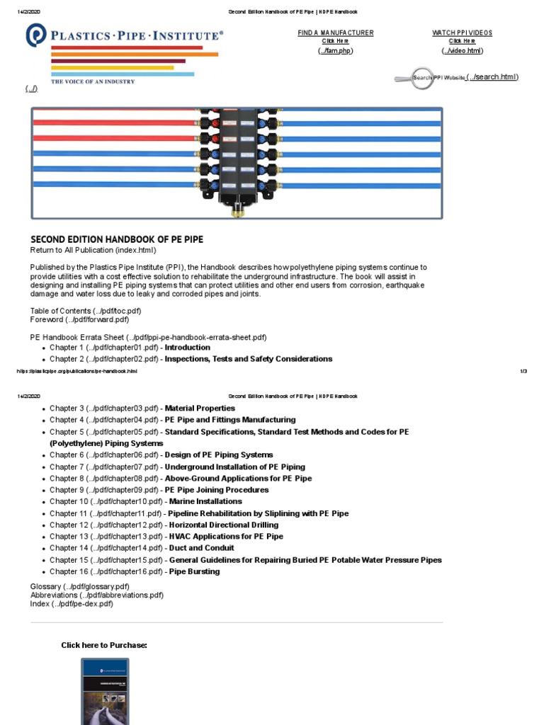 Second Edition Handbook of PE Pipe HDPE Handbook PDF Polyethylene Pipe (Fluid Conveyance)