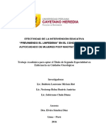 Efectividad de La Intervención Educativa Previniendo El Linfedema en El Conocimiento y Autocuidado de Mujeres Post-Mastectomizadas PDF