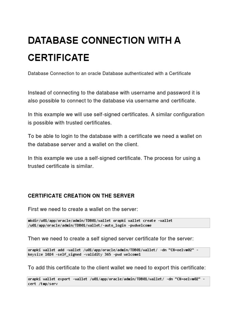 Oracle DB Connection via Certificate | PDF | Port (Computer Networking ...