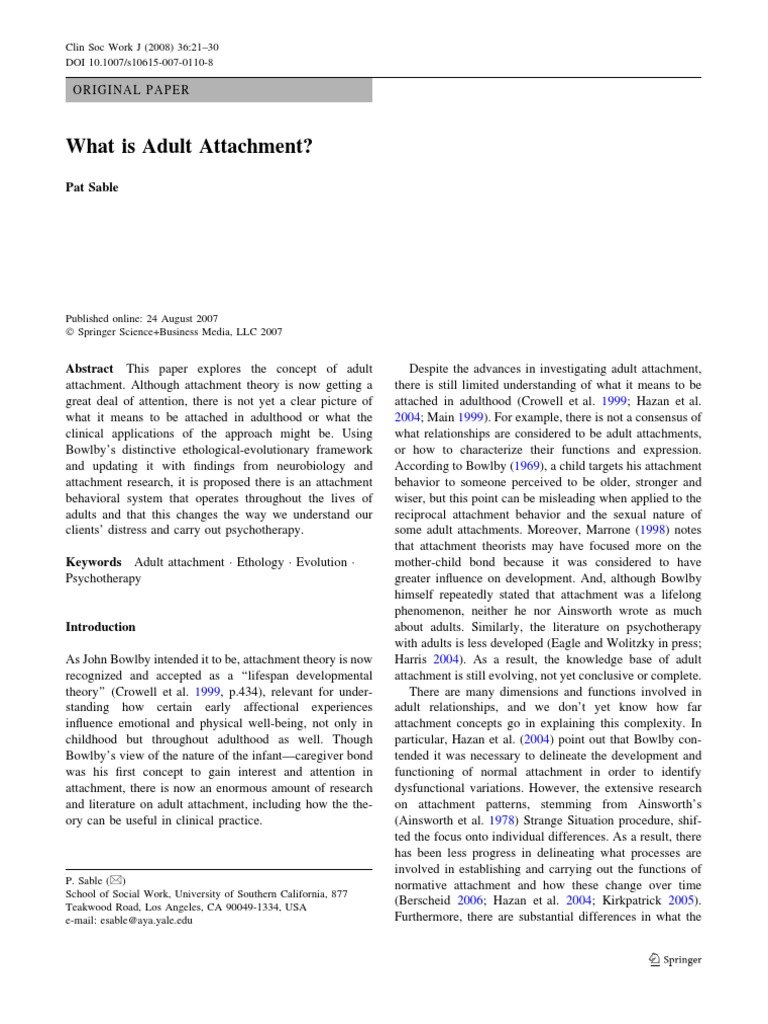 Adult Attatchment | PDF | Attachment Theory | Emotions