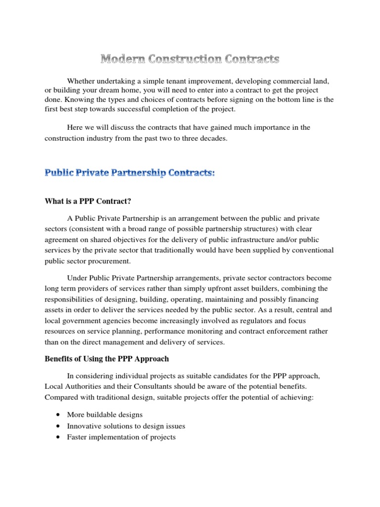 What Is A PPP Contract? | PDF | Public–Private Partnership | Joint Venture