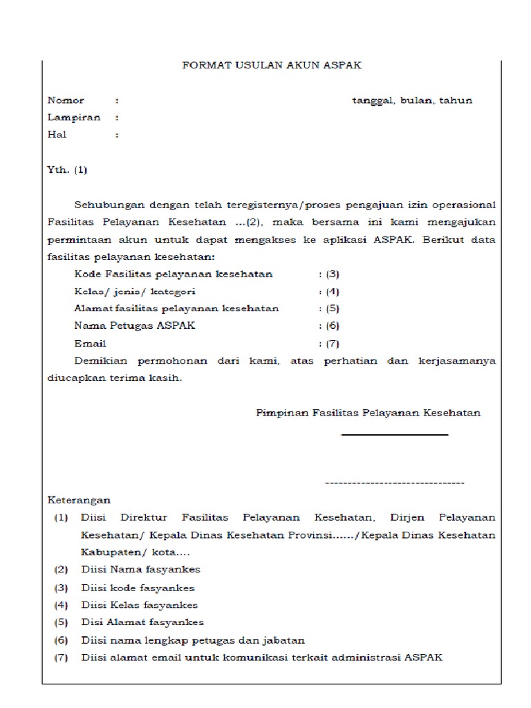 Format Usulan Akun Aspak 2020 | PDF