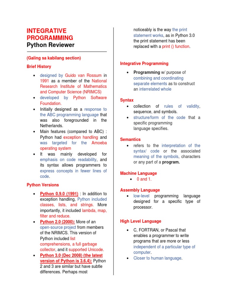 PYTHON Reviewer | PDF | Programming Language | Inheritance (Object ...