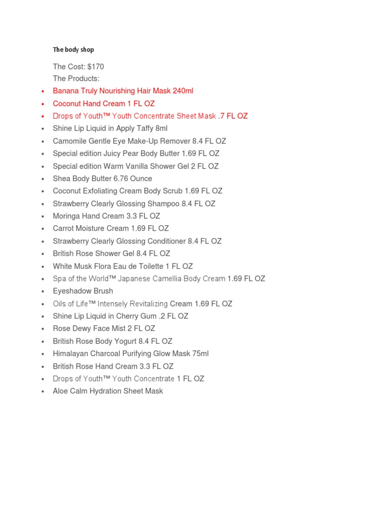 The Body Shop | PDF | Cosmetics | Toiletry