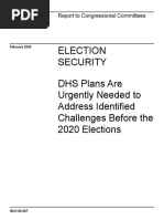 Election Security: DHS Plans Are Urgently Needed To Address Identified Challenges Before 2020