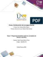 Formato Tarea 1 - Responder Preguntas de Análisis Sobre Los Conceptos de Lectura y Escritura