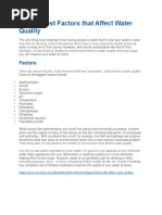 Factors Affecting Water Quality