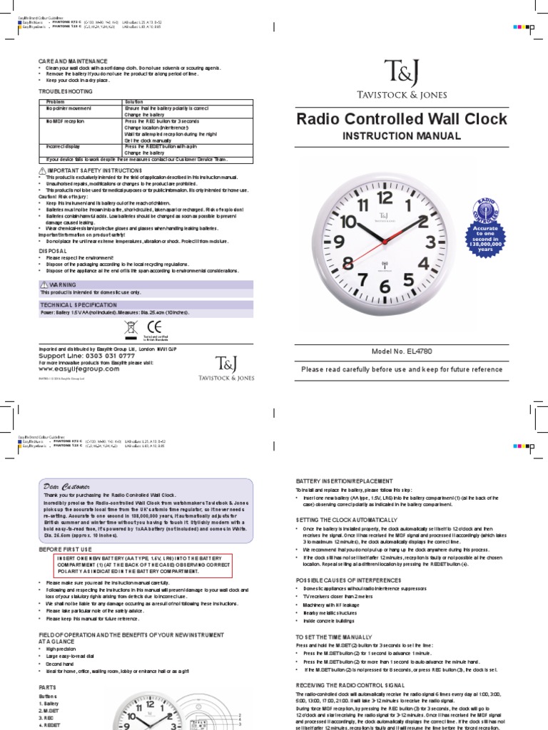 Isy Wall Clock Instructions PDF Clock Time