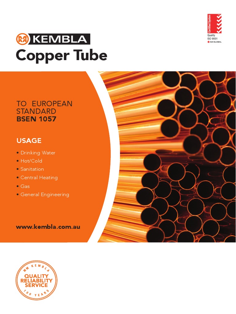 Kembla Copper Tube EN1057 35 19 PDF Pipe (Fluid Conveyance) Plumbing