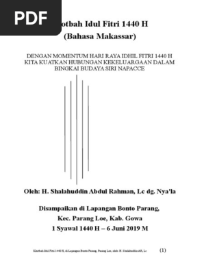 Khotbah Idul Fitri 1440 Makassar Jadi