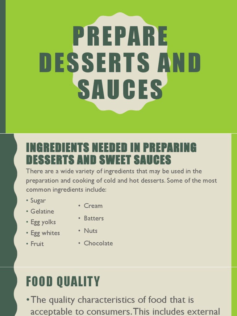 PREPARE DESSERTS SAUCES PDF Custard Desserts