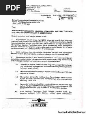 Surat Kiriman Rasmi Tentang Kafe Di Kolej Mengalami Keracuan Makanan