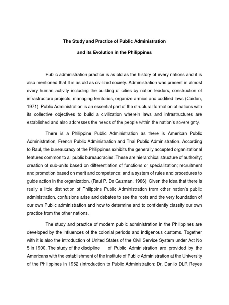 Evolution of Public Administration in the Philippines | PDF | Public ...