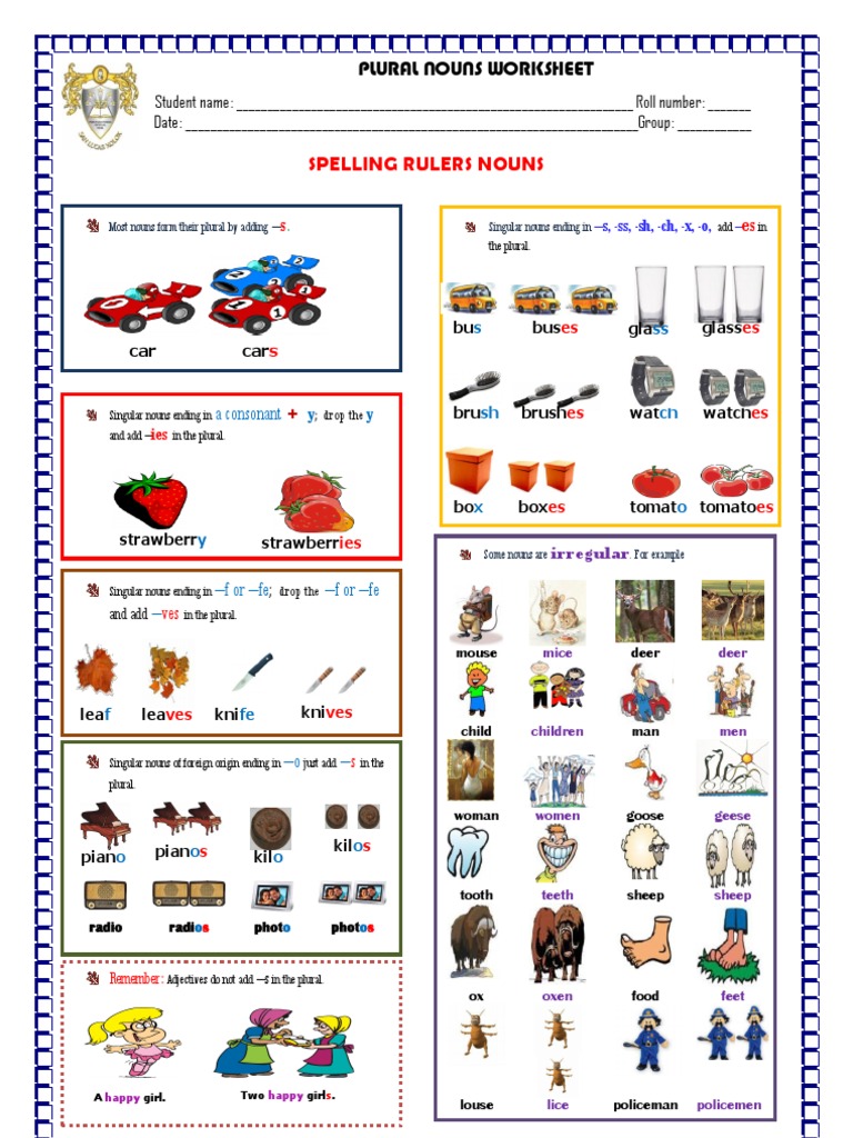 Plural Nouns Worksheet for Students | PDF | Plural | Grammatical Number