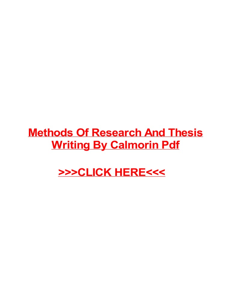 research methods and thesis writing by calmorin pdf free