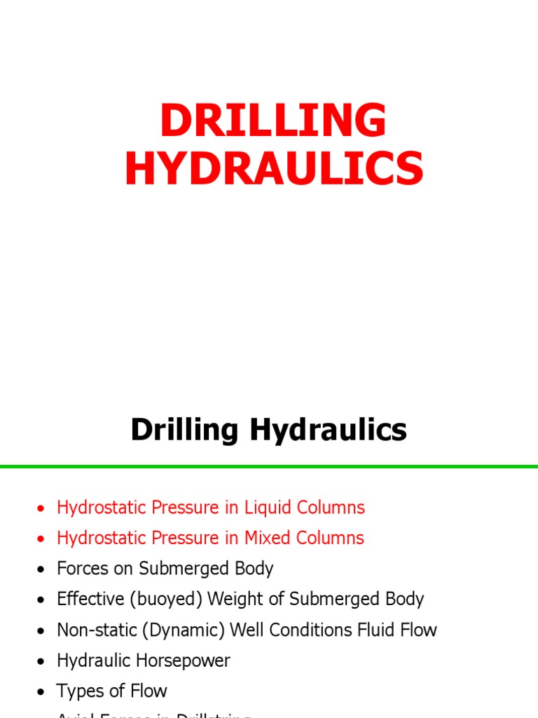 Drilling Hydraulics and Buoyancy Effects | PDF | Laminar Flow | Fluid ...