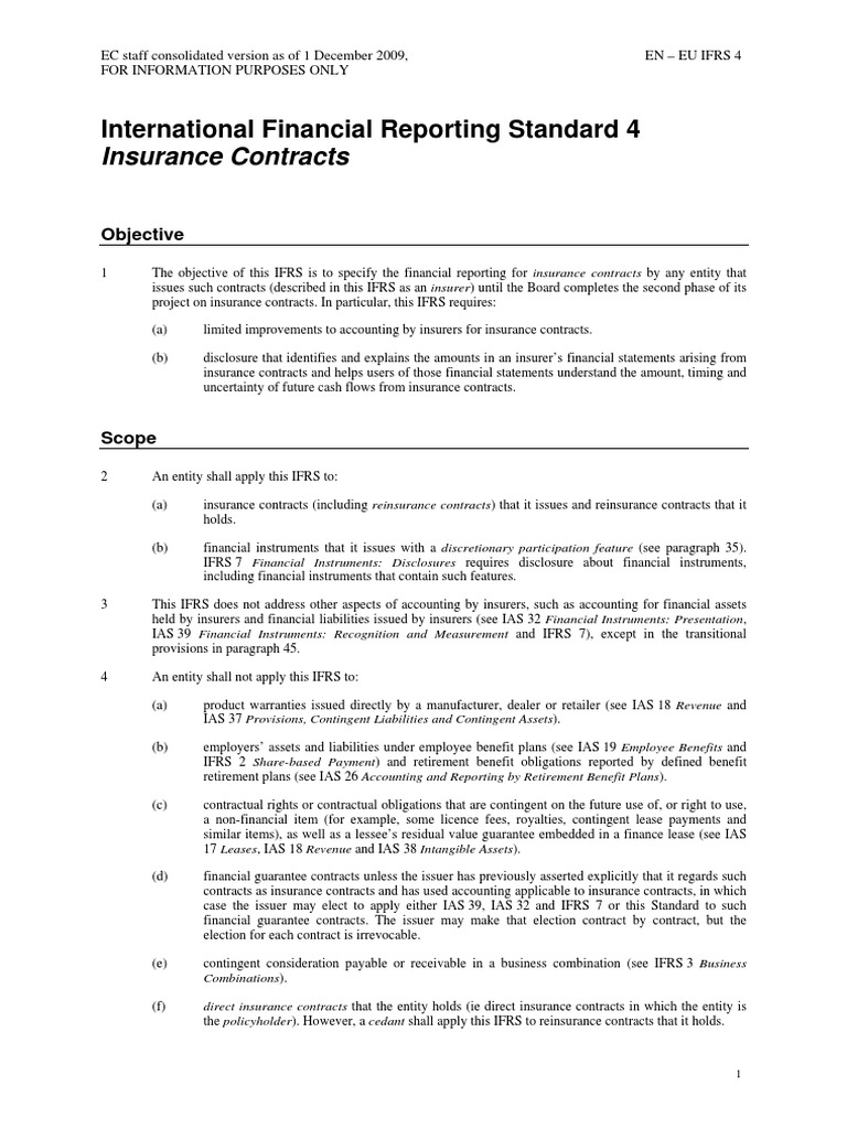 IFRS 4: Insurance Contracts Overview | PDF | International Financial ...
