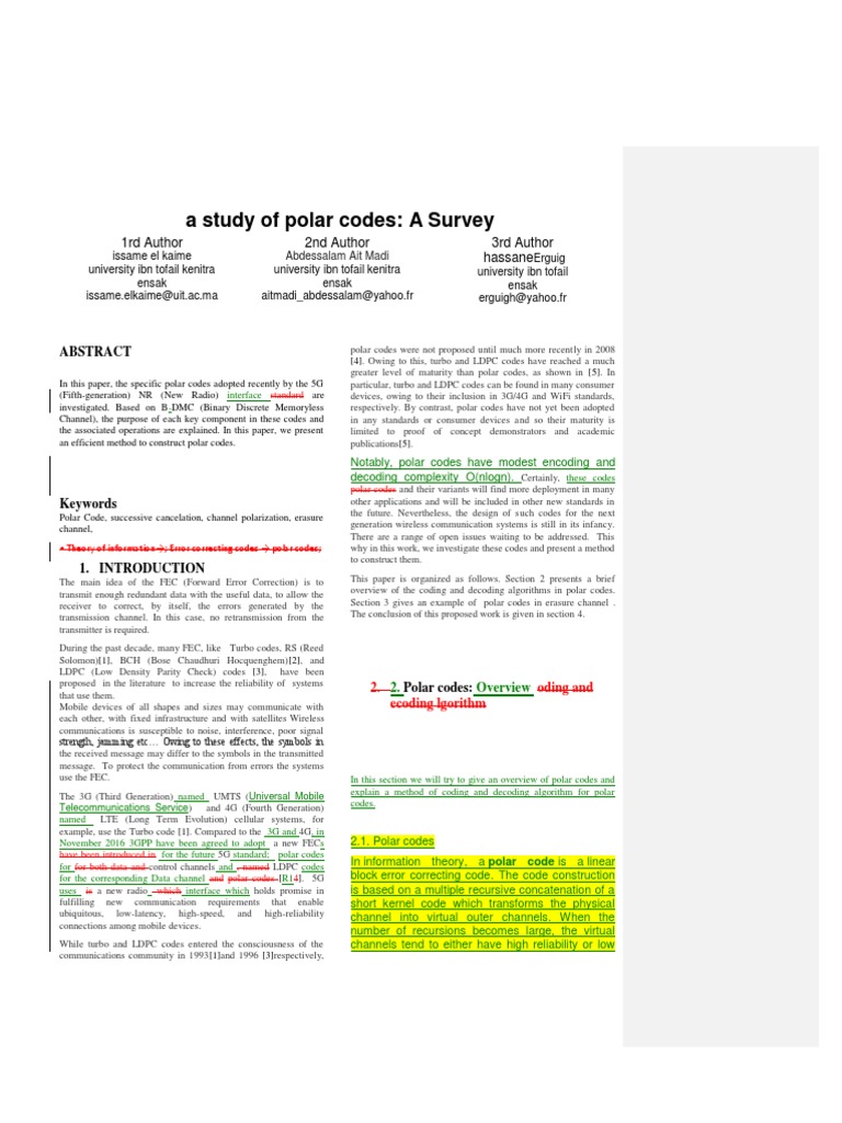 Polar Codes in 5G: A Comprehensive Survey | PDF | Low Density Parity ...