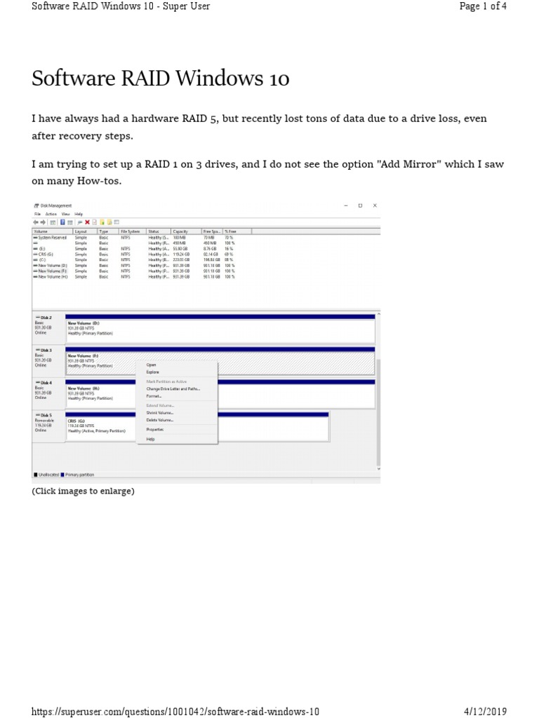 Software RAID Windows 10 | PDF | Games & Activities | Computers