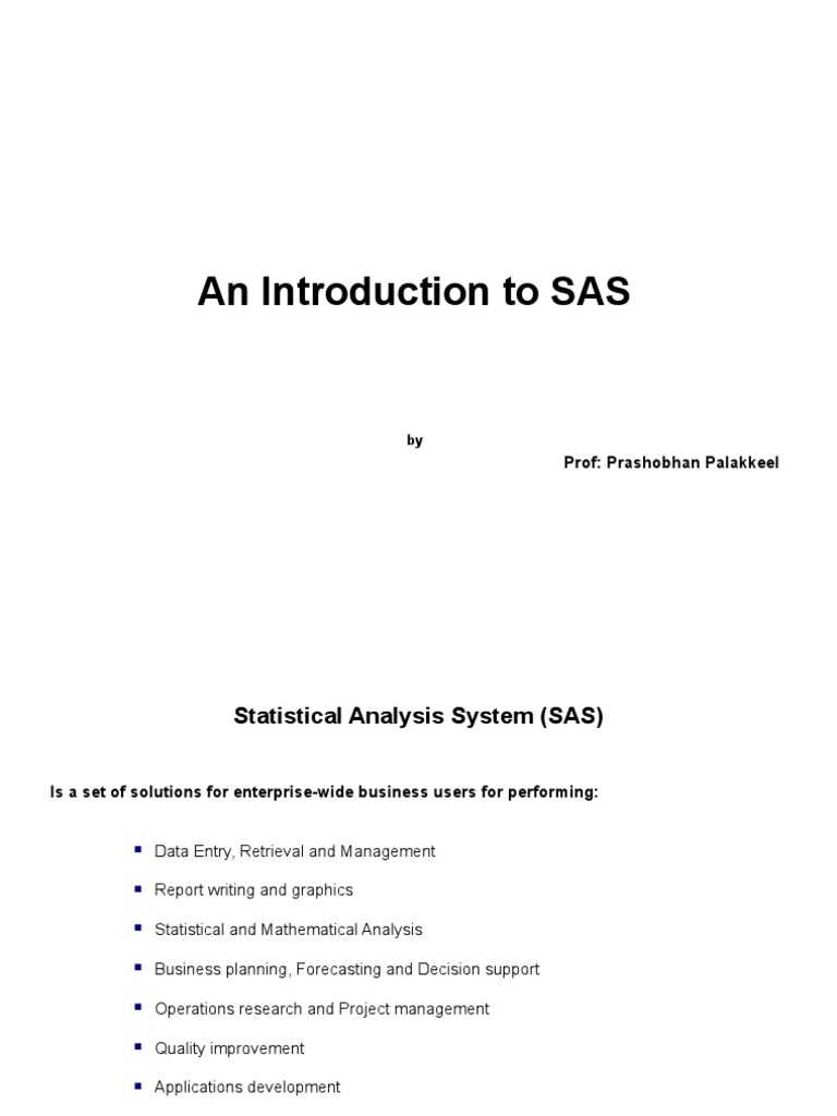 An Introduction To SAS: SAS Environment and Concepts of Libraries | PDF ...
