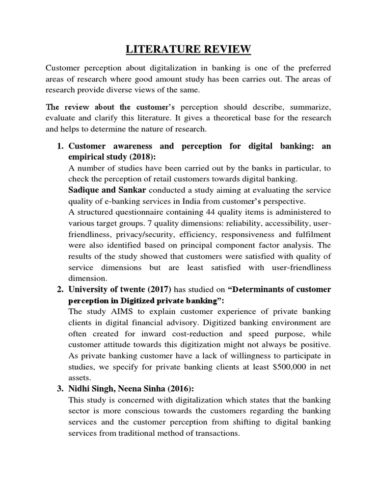 Literature Review PDF Online Banking Banks & Banking