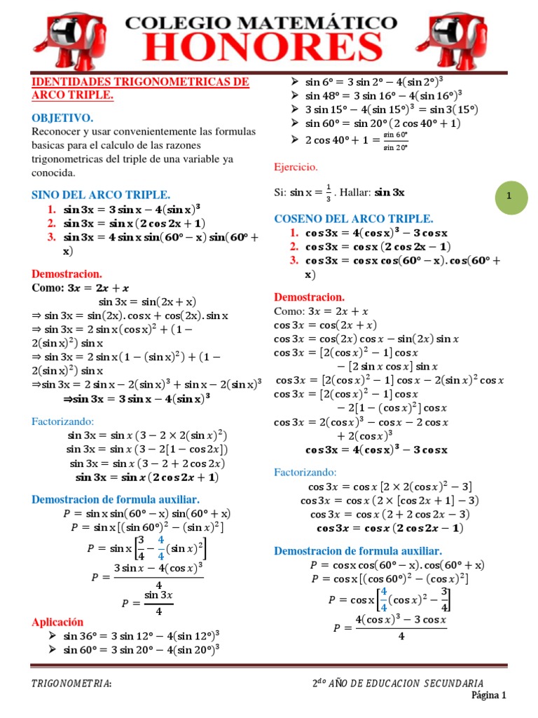 I T De Arco Triple Trigonometric Functions Trigonometry